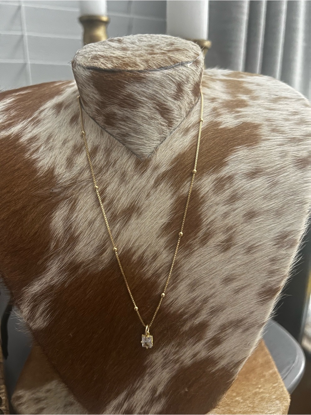 Taylor Shay Beaded Chain Necklace with Clear Pendant Fashion Jewelry